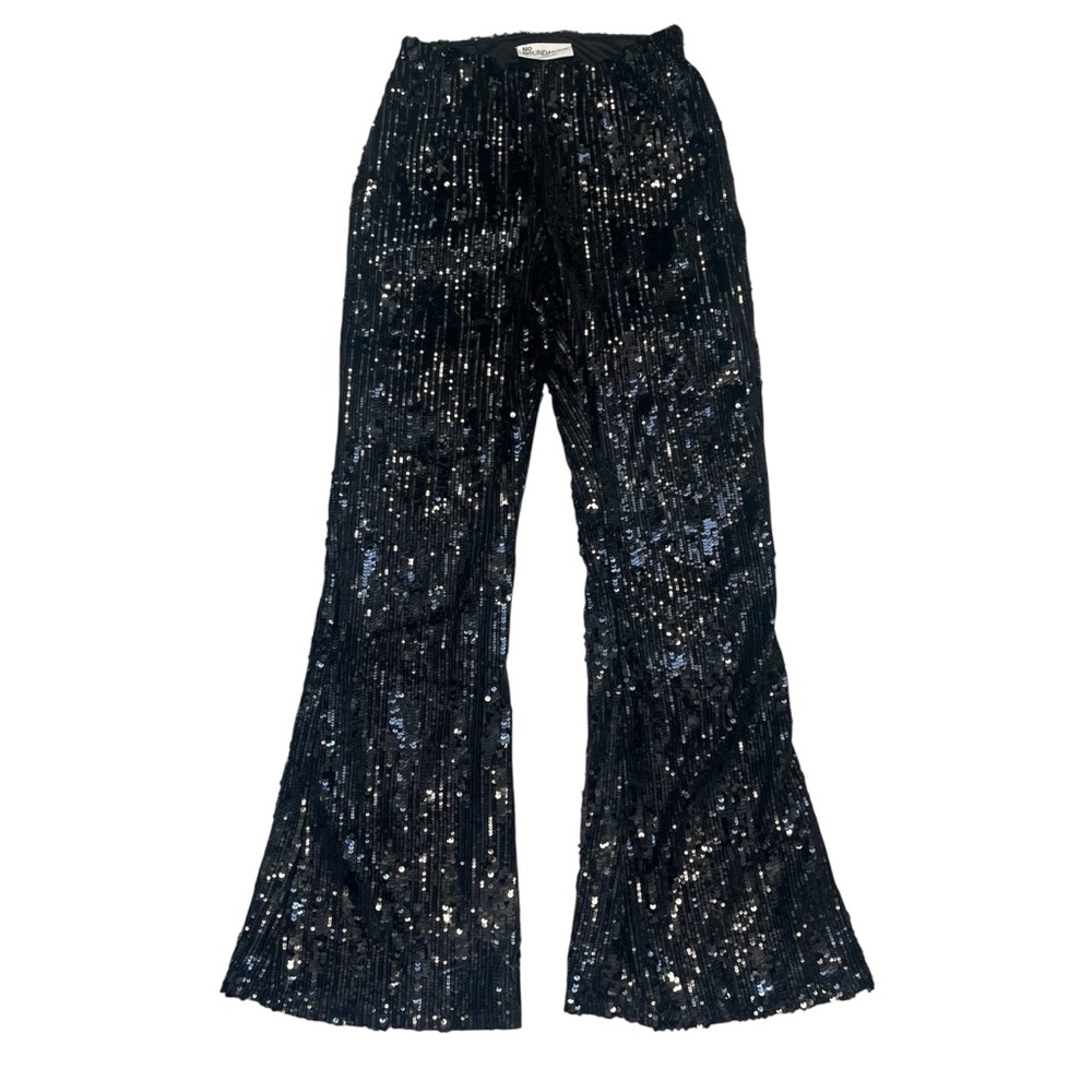 No Boundaries Glitter & Glam Black Sequin Flare Pants Sz 4-6 Y2K Club Party